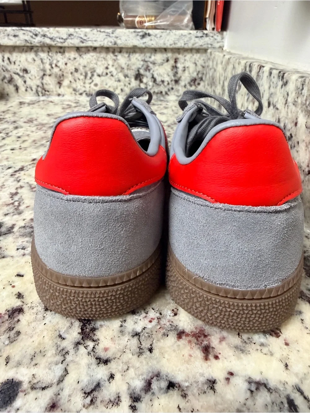 adidas Grey and Red Spezial Suede Sneakers